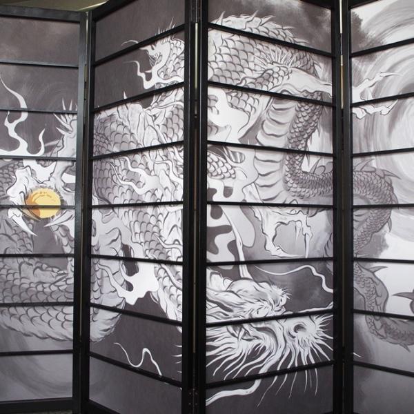 オシャレなデザイン衝立 龍 黒ヨコ桟 屏風 衝立 間仕切り パーテーション おしゃれ 和風 竜 ドラゴン Buyee Buyee Japanese Proxy Service Buy From Japan Bot Online