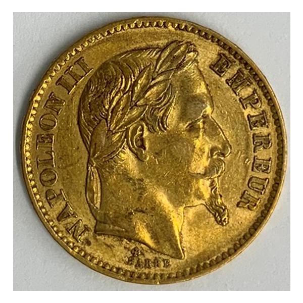 発行国 額面 発行年 重量 品位 材質 状態フランス 20フラン 1867年BB 6.45g 0.9 金貨 美品