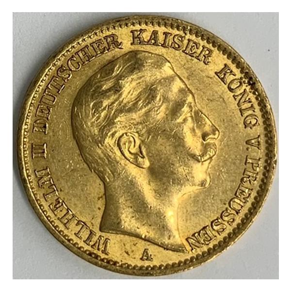 発行国 額面 発行年 重量 品位 材質 状態プロシア 20マルク 1911年 7.97g 0.9 金貨 極美