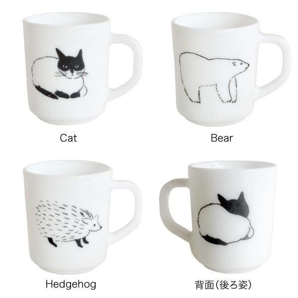 本日限定 松尾ミユキ ミルクガラス マグカップ ネコ シロクマ ハリネズミ