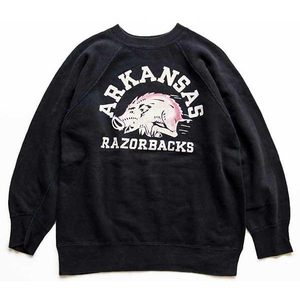 ☆60s ARKANSAS RAZORBACKS イノシシ カラーフロッキープリント ☆60s ARKANSAS RAZORBACKS イノシシ カラーフロッキープリント