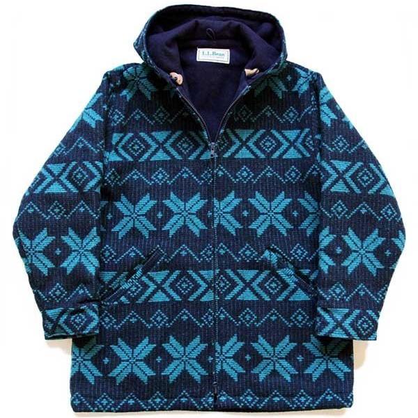 L.L.Bean ☆80s 雪柄 総柄 ウール ブランケット パーカー☆ビンテージ 