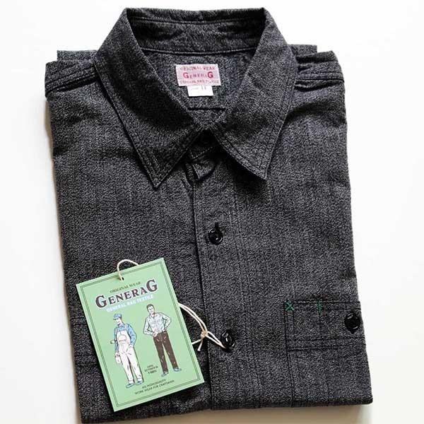 新品☆日本製 GENERAG コットン ブラック シャンブレーシャツ S 新品☆日本製 GENERAG コットン ブラック シャンブレーシャツ S