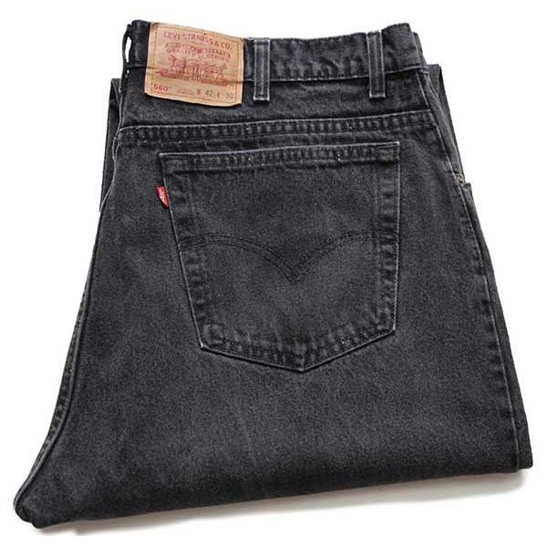 ★90s USA製 Levi'sリーバイス 560 ブラック デニムパンツ w42 L30★26 オールド ジーンズ テーパード ルーズ ワイド  バギー ビッグサイズ
