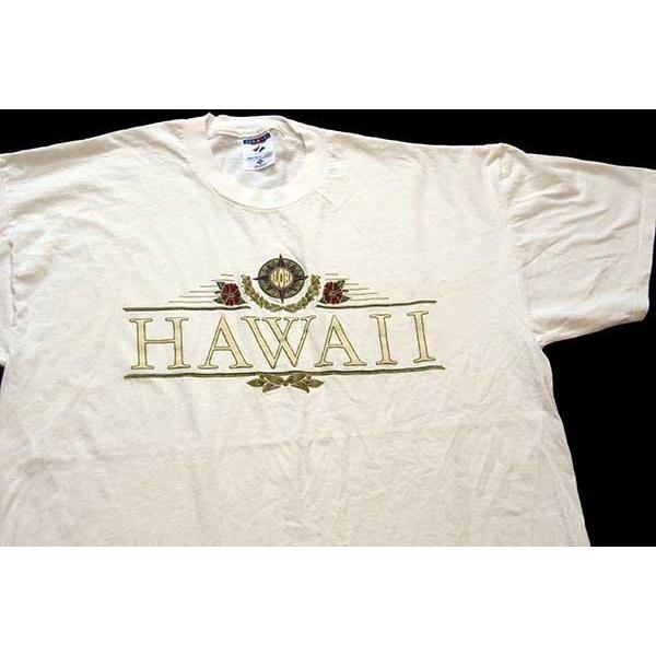 JERZEES ☆00s USA製 HAWAIIハワイ ALOHA ハイビスカス コットンT 