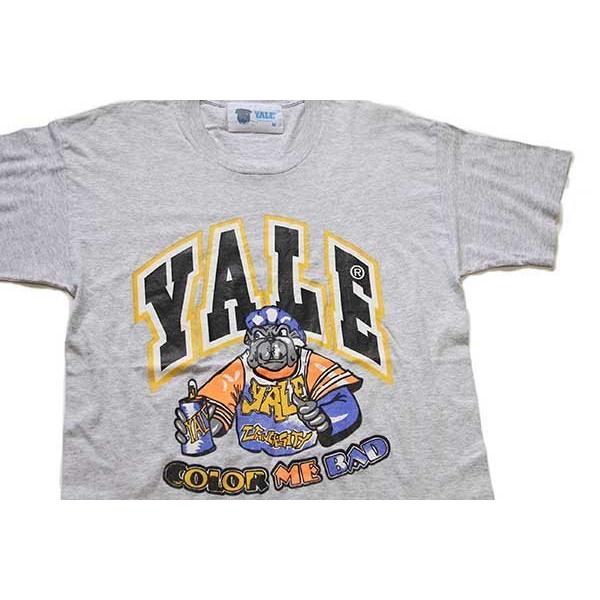 ☆90s YALE UNIVERSITY COLOR ME BAD ブルドッグ Tシャツ 杢グレー M