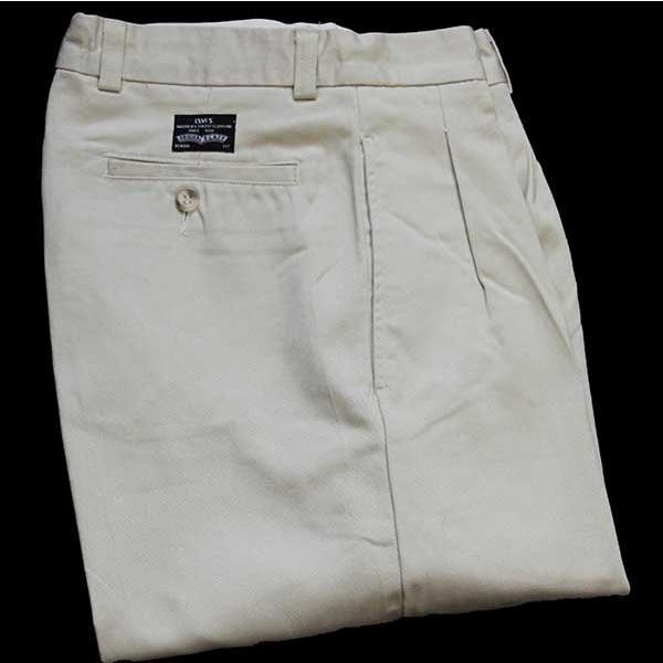 デッドストック★80s LEVI'Sリーバイス ツータック コットン チノパン ライトベージュ w32 L32★J ユーロ パンツ ビンテージ Levi's（リーバイス） デッドストック☆80s LEVI'Sリーバイス