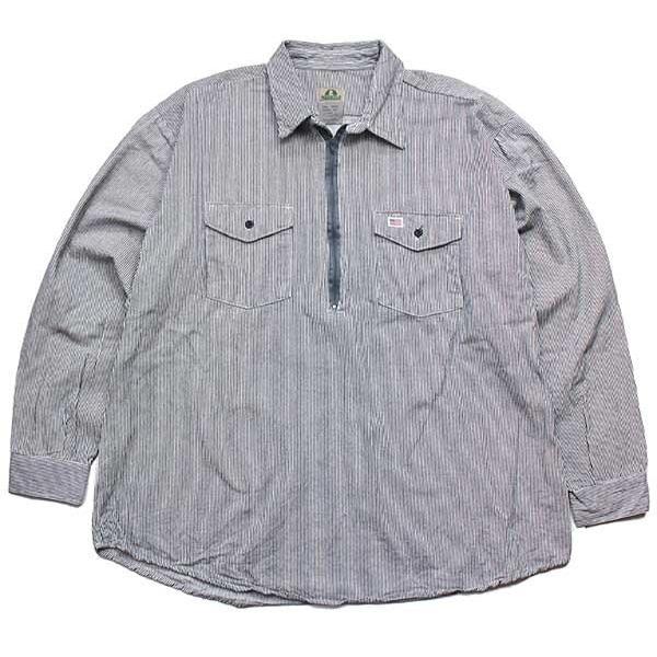 USA製 WHISTLE WORKGEAR ヒッコリー ストライプ ハーフジップ プル