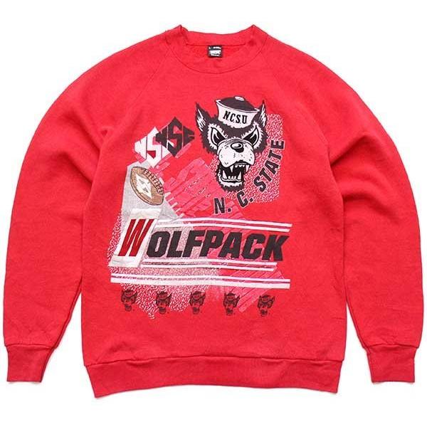 90s USA製 N.C. STATE WOLFPACK マスコット スウェット 赤 90s USA製 N.C. STATE WOLFPACK マスコット スウェット 赤