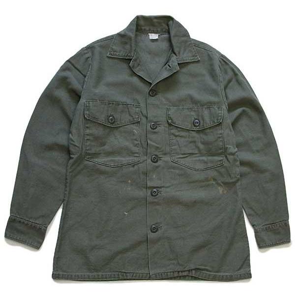70s 米軍 U.S.ARMY コットンサテン ユーティリティシャツ ペンキ飛び 