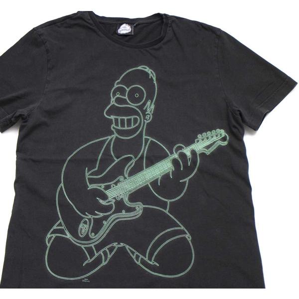 The Simpsons シンプソンズ ホーマー ギター 蛍光プリント コットンT