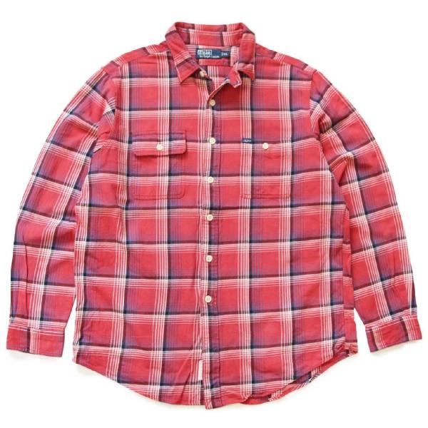 【極美品】RRL ガチャポケ チンスト マチ付き ワークシャツ チェック 綿 sixpacjoe_240912-1