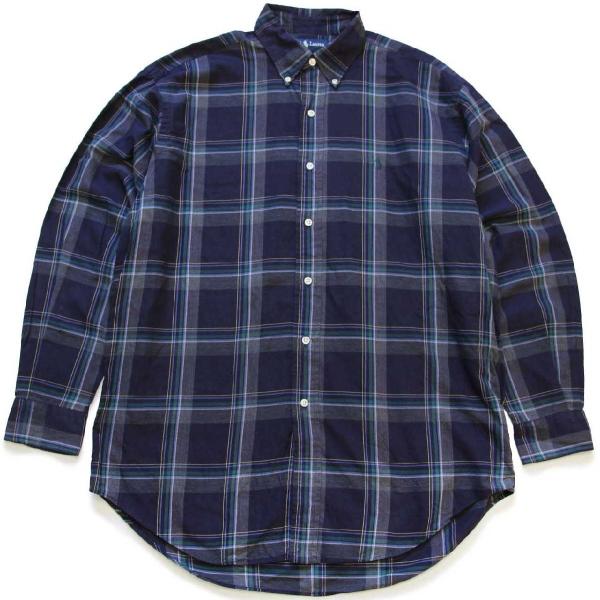 90s ラルフローレン BLAKE チェックボタンダウンシャツ LL ゆったり POLO RALPH LAUREN 90's ラルフローレン Polo Ralph Lauren