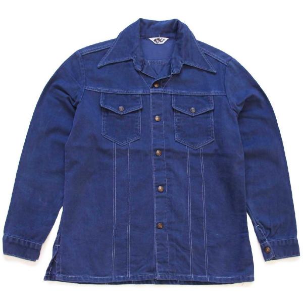 70s MONTGOMERY WARD コットンツイル シャツジャケット 紺 70s MONTGOMERY WARD コットンツイル シャツジャケット 紺
