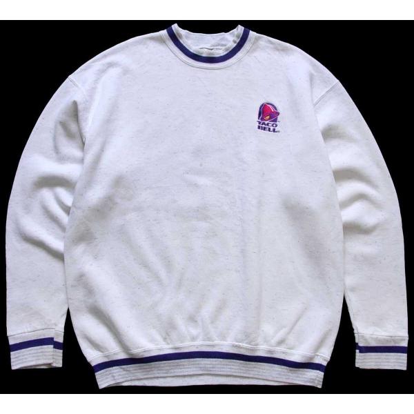90s USA製 TACO BELL タコベル ロゴ刺繍 リブライン スウェット 90s USA製 TACO BELL タコベル ロゴ刺繍 リブライン スウェット