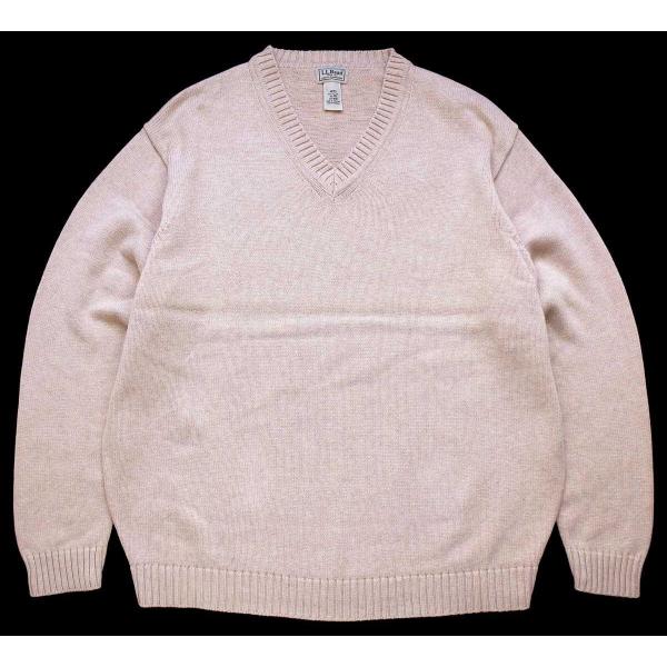 L.L.Bean（エルエルビーン） 無地 Vネック コットンニット セーター 薄