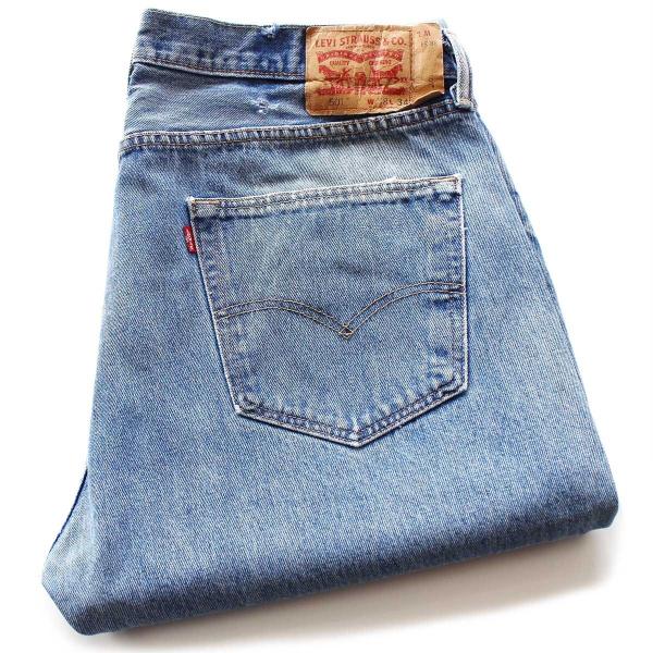 リーバイス 501 ストレート W38 L34 濃紺 ダメージ デニム ジーンズ Levi's メキシコ製 Levi'sリーバイス 501 ダメージ デニムパンツ