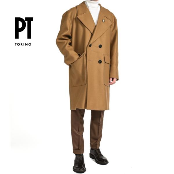 デペトリロ　キャメル　ダブルチェスターコート 　イタリア製　定価20万円以上 size4458_411432