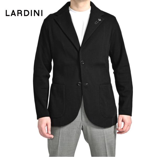 LARDINI アンコンジャケット ウールリネン ブートニエール付き 紺 46 LARDINI アンコンジャケット ウールリネン ブートニエール付き