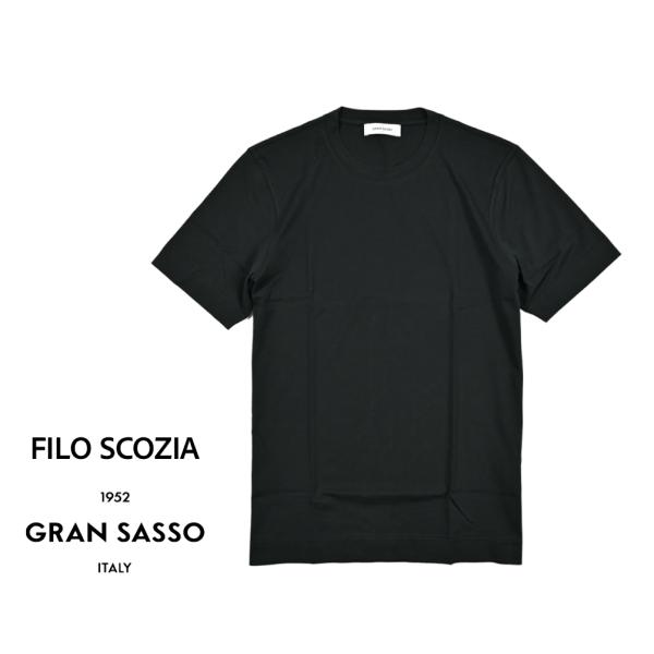 GRAN SASSO グランサッソ / スムースコットン100% クルーネック半袖Tシャツ ブラック / セール対象