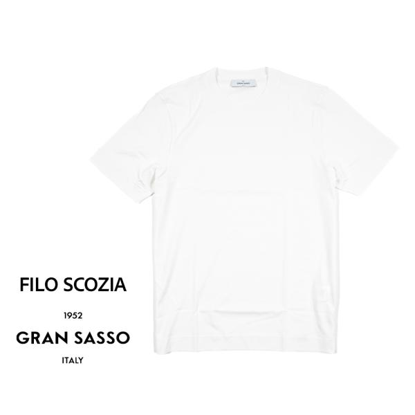 GRAN SASSO グランサッソ / スムースコットン100% クルーネック半袖Tシャツ ホワイト / セール