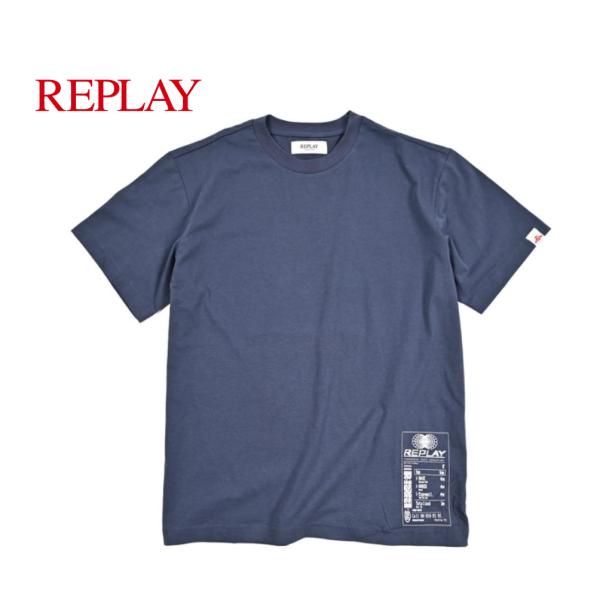 REPLAY リプレイ / コットン100% 半袖ロゴTシャツ ネイビー / セール対象