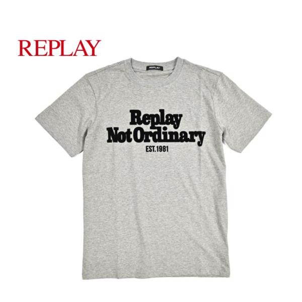 REPLAY リプレイ / コットン100% 半袖ロゴTシャツ グレー / セール対象