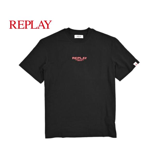 REPLAY リプレイ / コットン100% 半袖ロゴTシャツ ブラック / セール対象