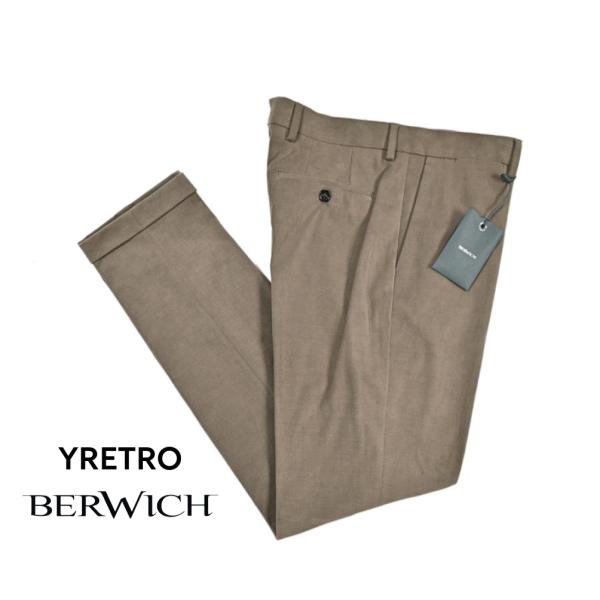 BERWICH ベルウィッチ / YRETRO LONG スラックス ノータック パンツ コットン ストレッチ グレージュ / セール対象