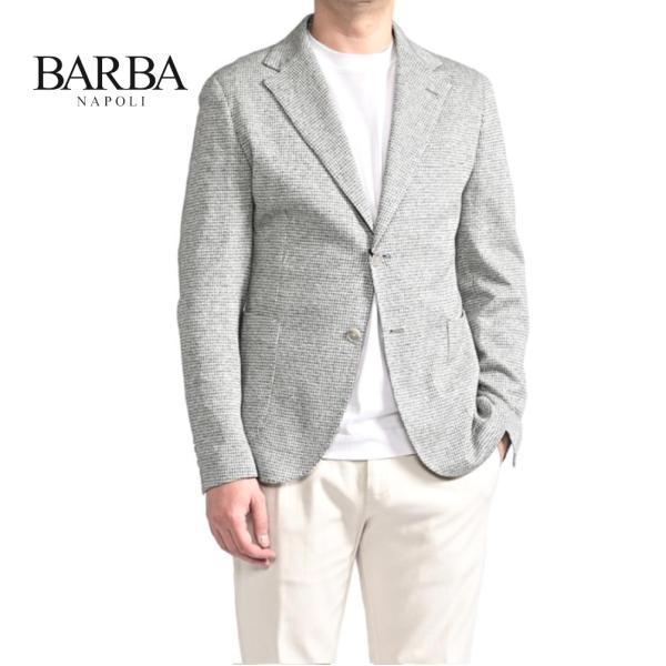 BARBA バルバ / DYNAMIC テーラードジャケット 2Bシングル リネン コットン 千鳥格子 グレー / セール対象 / 26SS新作
