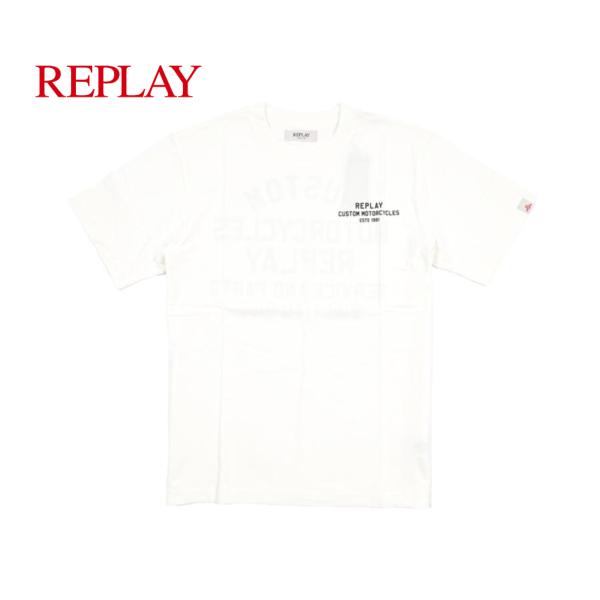 REPLAY リプレイ / ロゴ Tシャツ カットソー 半袖 クルーネック コットン100% ロゴ ホワイト / セール