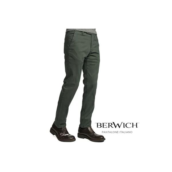 BERWICH ベルウィッチ / MORELLO-GD モレロ コットンスラックス ノータック チノ パンツ コットン ストレッチ カーキグリーン / セール