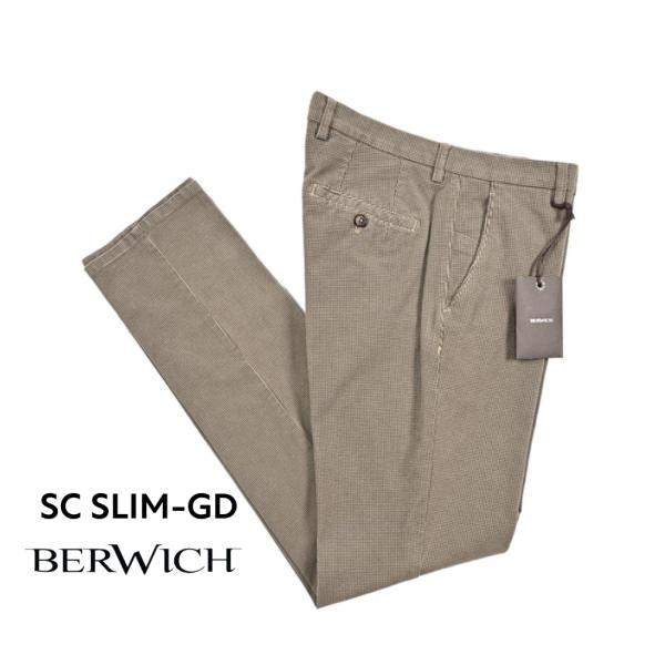 BERWICH ベルウィッチ / SC SLIM-GD コットンスラックス ノータック チノ パンツ コットン ストレッチ ドット ベージュ / セール