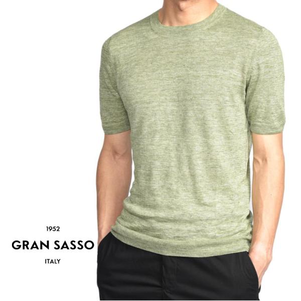 グランサッソ✨サマーニット　半袖　クルーネック　シルク100% イタリア Gran Sasso（グランサッソ） GRAN グランサッソ / SASSO ニットTシャツ
