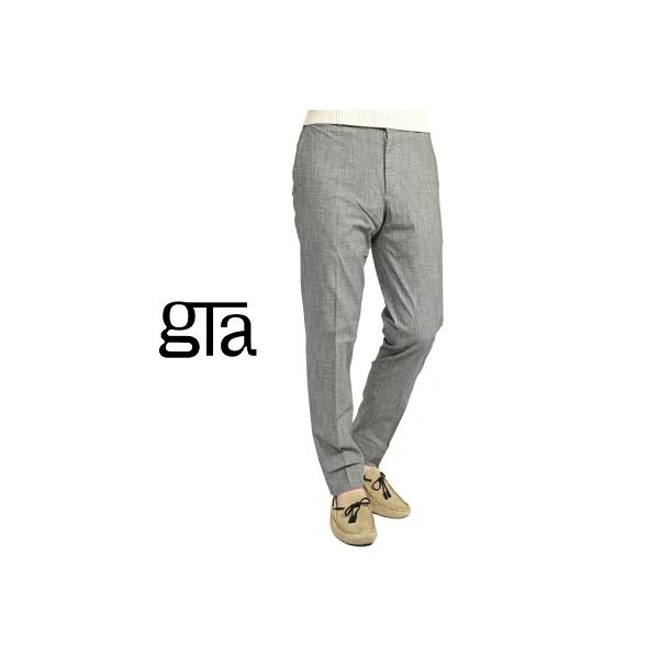 G.T.A.◆48◆グレー スリム ストレッチ コットン パンツ◆スラックス GTA（ジーティーアー） ジーティーアー / DAVIDE DE REGULAR FIT 麻混