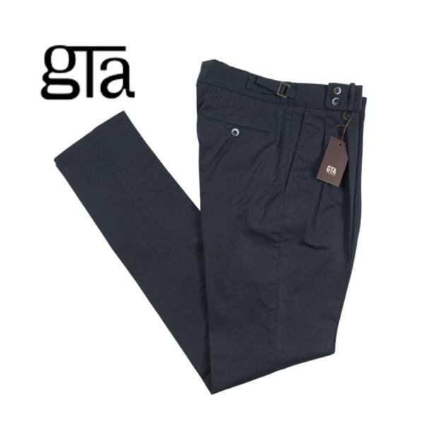GTA ジーティーアー / MAX II COMFORT コットンスラックス ツータック グルカパンツ サイドアジャストベルト コットン ストレッチ ネイビー / セール