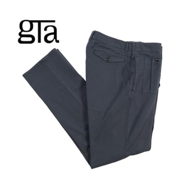 GTA ジーティーアー / LORENZO COMFORT コットンスラックス ノータック カジュアルパンツ 製品染め コットン ストレッチ ネイビー / セール