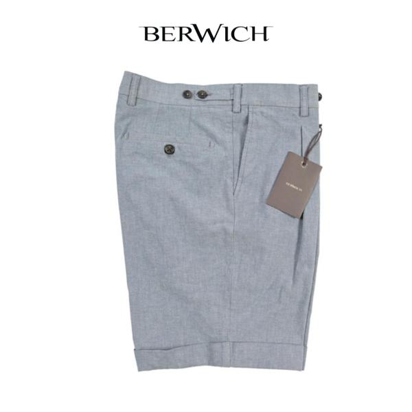 BERWICH ベルウィッチ / BERMUDA 1P-GD バミューダ ショーツ ワンタック ハーフパンツ ショートパンツ コットン ストレッチ ブルー / セール