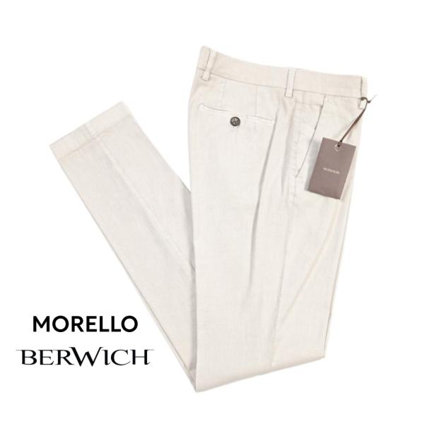 BERWICH ベルウィッチ / MORELLO-GD 麻混スラックス ノータック チノ パンツ リネン コットン ストレッチ ライトグレー / セール