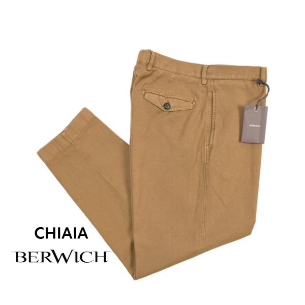 BERWICH ベルウィッチ / CHIAIA FF-GD 麻混スラックス ノータック チノ パンツ WIDE FIT コットン リネン ブラウン / セール