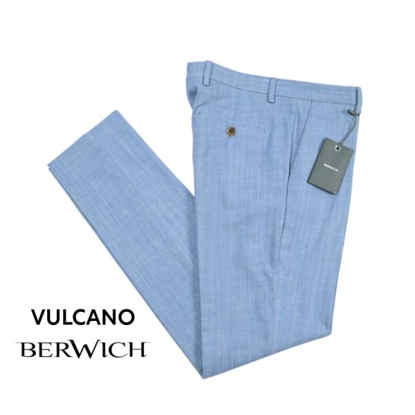 BERWICH ベルウィッチ / VULCANO 23 コットンスラックス ノータック パンツ REGULAR FIT コットン ポリエステル ストレッチ ブルー / セール