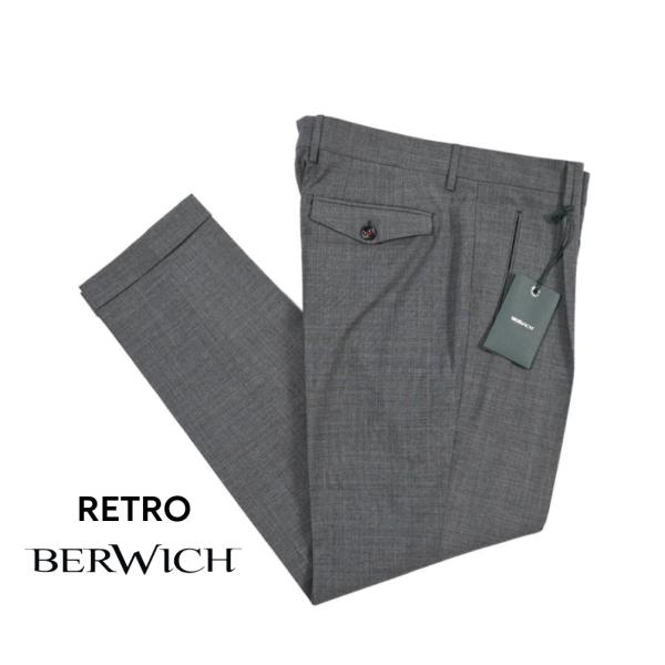 BERWICH ベルウィッチ / RETRO THECA 1P スラックス ワンタック パンツ ウール ストレッチ グレー / 26SS / セール