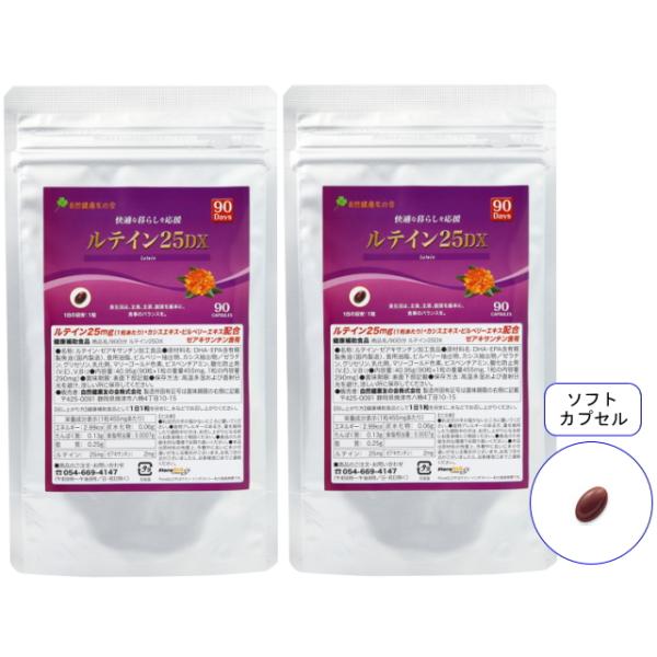 ルテイン25DX 徳用90日分／2袋セット Floraglo フローラグロー ルテイン ルティン ケミン社 フリー体 サプリ 天然 サプリメント