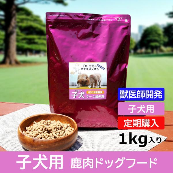 【定期購入】ドッグフード （プレミアム）子犬・パピー用 0~2歳未満 1kg 獣医師開発 Dr.宿南のキセキのごはん 鹿肉 ベニソン 犬