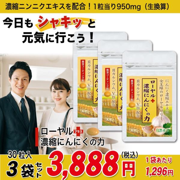 【商品案内】にんにく卵黄エキスにスプレードライ製法の10倍濃縮エキスを配合。さらにビタミンB１等を贅沢に配合した腸溶コーティングの錠剤です。 40周年の大日ヘルシーフーズがお届けします。内容量：18ｇ（600mg×30粒） １日１粒を目安に...