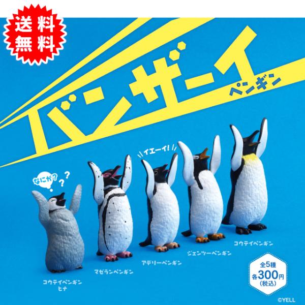 バンザーイ ペンギン 全5種コンプリート カプセル入り ガチャガチャ がちゃがちゃ カプセルトイ エール ガチャ ガチャ コンプリート