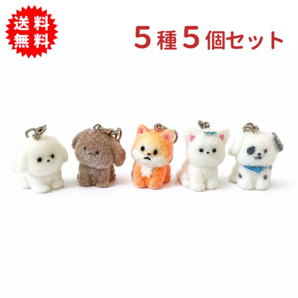 ぽてまる わんこのアンブレラチャーム 5種5個セット キーホルダー 傘の目印に 持ち物の目印に めじるしチャーム 犬 わんちゃん