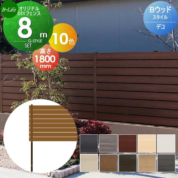 目隠しフェンス ウッドス オリジナルdiyフェンス 建材市場 約8m 4スパン分 フェンス 外壁 H1800mm L7980mm用 Bウッドスタイル Style Japan Group H1800mm L7980mm用 組立て部材セット デコ H1800mm L7980mm用 St06 Stfseth D180 04 Diy ハーフタイプ