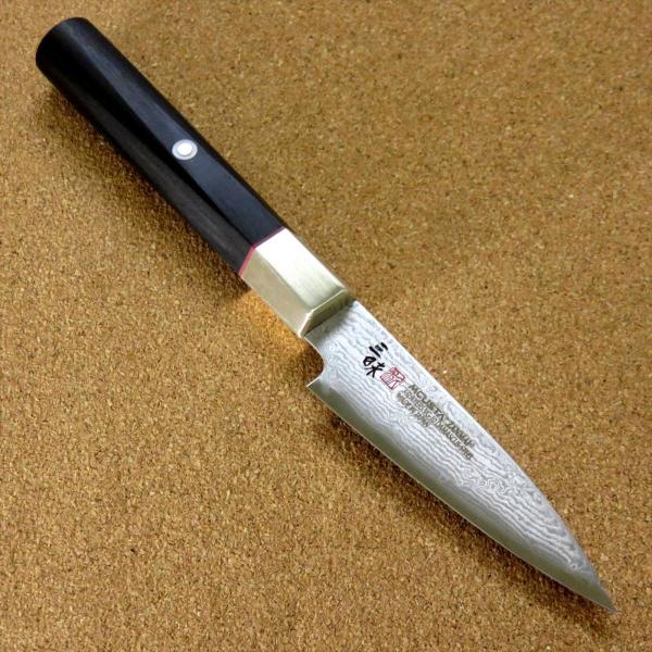 関の刃物 パーリングナイフ 90mm 三昧 波目 ダマスカス33層 小型両刃包丁 関の刃物 パーリングナイフ 90mm 三昧 波目 ダマスカス33層 小型