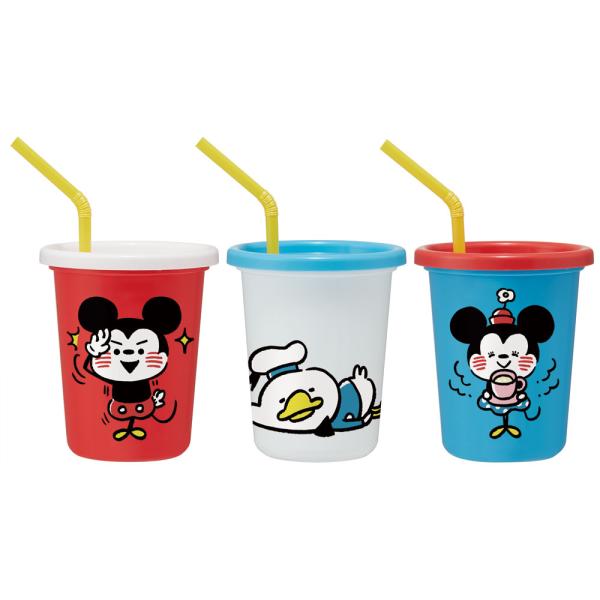 Disney（ディズニー） ストロー付きタンブラー 3個セット プラスチック